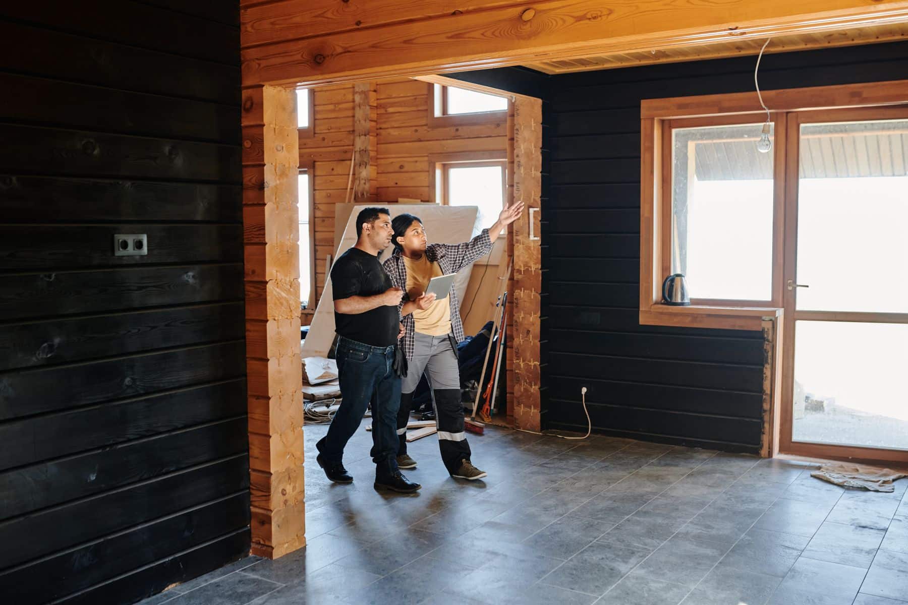 Residential construction planning inside a home renovation